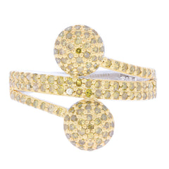 Elegant yellow diamond double band ring with sparkling stones, perfect for stylish accessories.