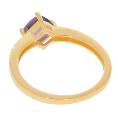 Back view of a Cushion Purple Sapphire Sterling Silver Ring showcasing the elegant stone and detailed setting.