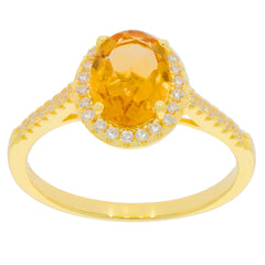Yellow Citrine Sterling Silver Ring with accent stones, showcasing elegance and luxury in jewelry design.