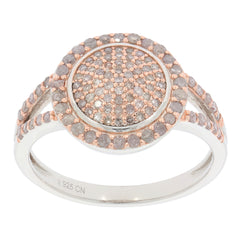 Elegant rose gold and silver ring with paves of sparkling diamonds, perfect for luxury jewelry collections.