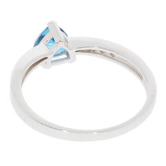 Back view of a Trillion Blue Topaz Sterling Silver Ring showcasing its elegant design and gemstone brilliance.