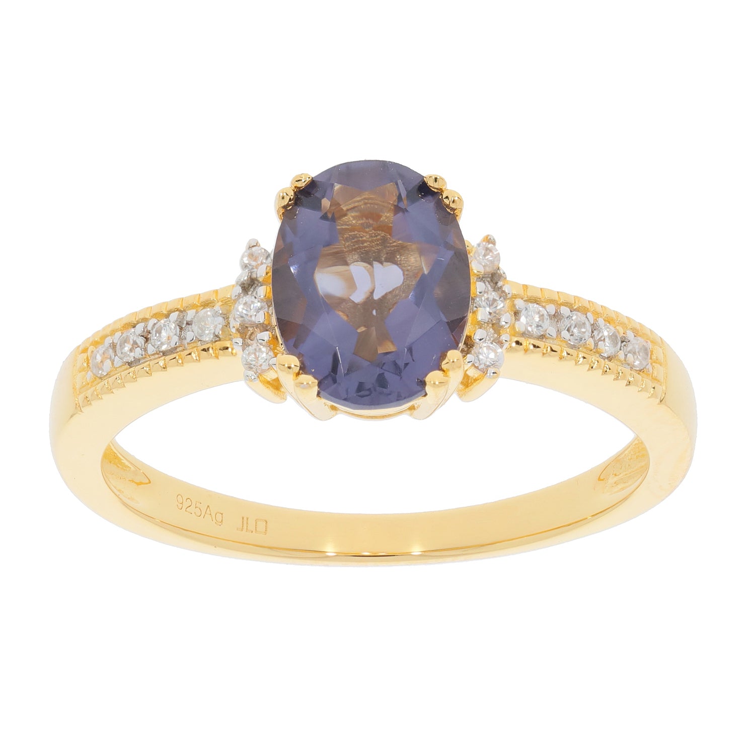 Purple Sapphire Sterling Silver Ring with Sapphire Accent, elegant gemstone jewelry for sophisticated style.