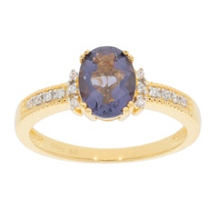 Purple Sapphire Sterling Silver Ring with Sapphire Accent, elegant gemstone jewelry for sophisticated style.