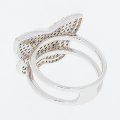 Elegant sterling silver ring with a unique butterfly design and intricate detailing.