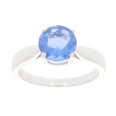 Round blue tanzanite sterling silver ring showcasing a sparkling gemstone for luxurious elegance.