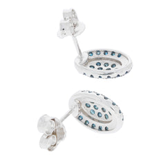 Elegant blue diamond sterling silver earrings with sparkling gemstone accents, perfect for sophisticated style.