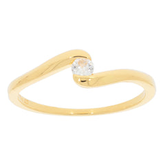 Elegant gold ring featuring a sparkling diamond, showcasing a unique twisted design for a modern touch.
