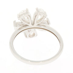White Moissanite sterling silver ring showcasing intricate detailing and sparkling gemstones from the back view.