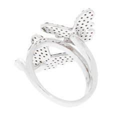 Elegant sterling silver butterfly ring with intricate perforated wings, showcasing a unique and stylish design.