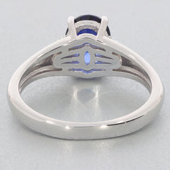 Back view of a Blue Sapphire Sterling Silver Ring showcasing elegant design and craftsmanship.