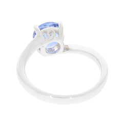 Back view of Round Blue Sapphire Sterling Silver Ring showcasing its elegant design and gemstone setting.