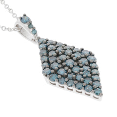 Blue diamond sterling silver pendant with intricate gemstone detailing, perfect for elegant style.