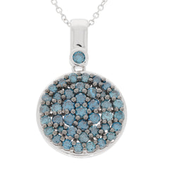 Blue diamond sterling silver pendant showcasing sparkling blue gemstones, perfect for elegant jewelry collections.