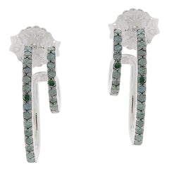 Elegant green diamond sterling silver earrings showcasing sparkling gemstone accents, perfect for a sophisticated collection.