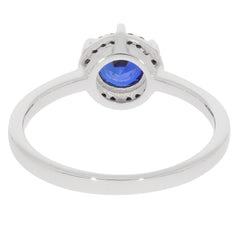 Blue Sapphire sterling silver ring featuring a sparkling gemstone, showcasing elegance and luxury.