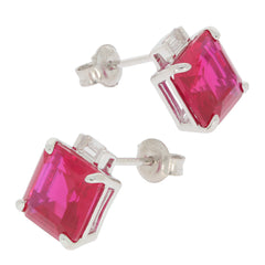 Emerald Red Ruby Sterling Silver Earrings showcasing radiant gemstones for a luxurious look.