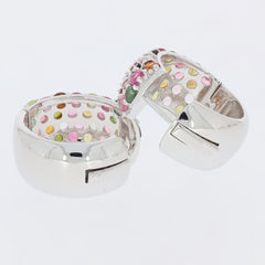 Round multiple color sapphire sterling silver earrings with sparkling gemstone accents.