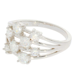 Elegant White Moissanite Sterling Silver Ring with multiple sparkling gemstones, showcasing luxury and brilliance.