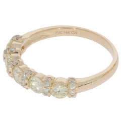14K Yellow Gold ring featuring round green diamonds and sparkling accents for a luxurious and elegant style.