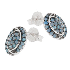 Elegant blue diamond sterling silver earrings with sparkling gemstones and intricate detailing.