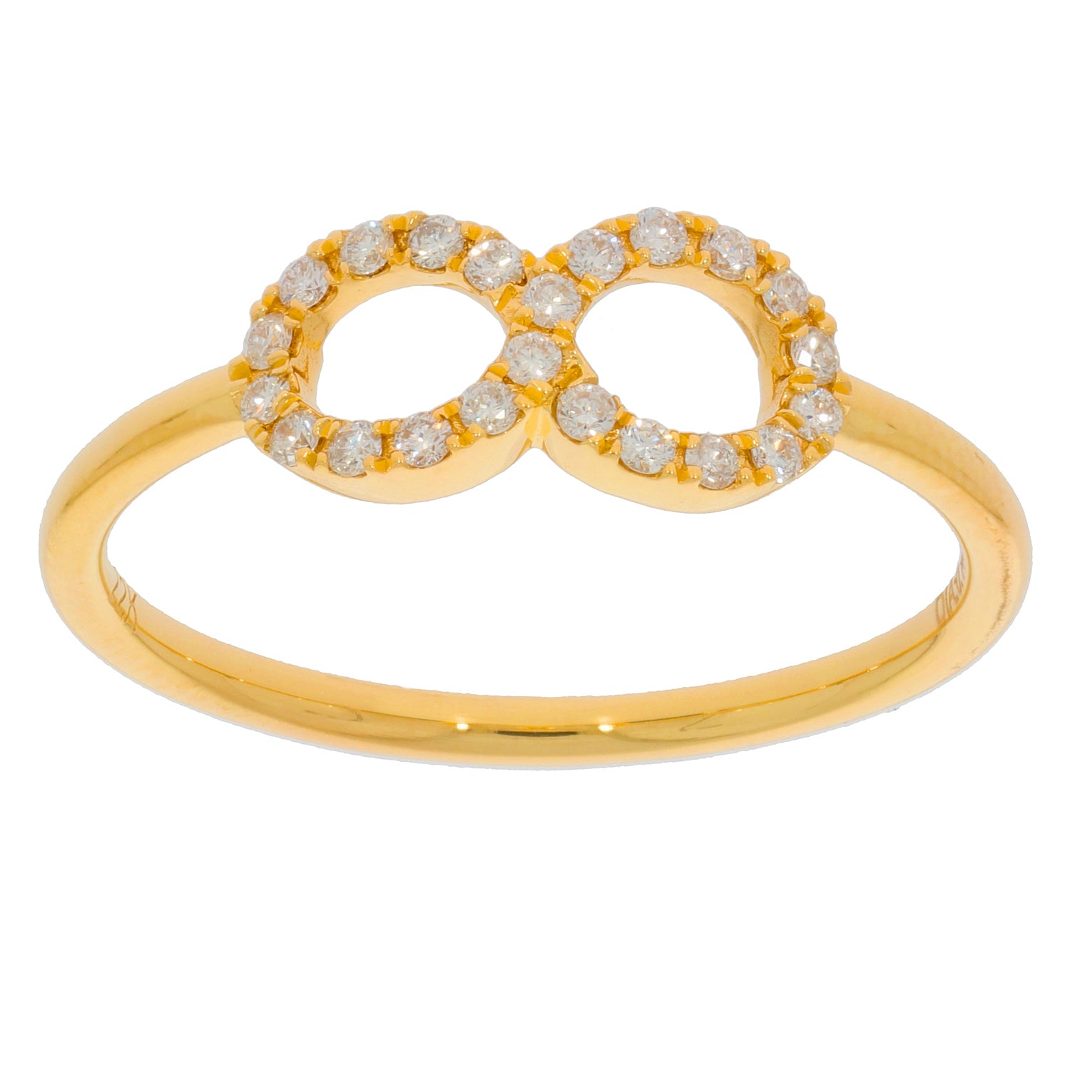 Elegant gold infinity ring adorned with sparkling gemstones, perfect for a timeless jewelry collection.