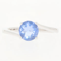 Round blue sapphire sterling silver ring featuring a sparkling gemstone, perfect for elegant style and luxury.