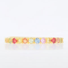 Multiple color sapphire sterling silver ring with vibrant gemstones for elegant styling.
