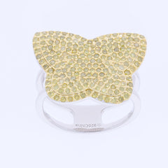 Butterfly-shaped ring with sparkling yellow gemstones on a sterling silver band.
