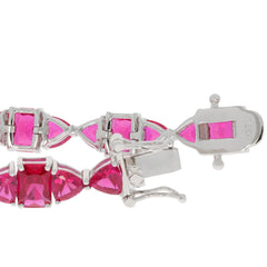 Red Ruby Sterling Silver Bracelet with sparkling gemstones, featuring elegant pink hues and a stunning design.
