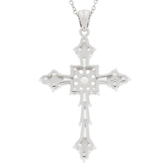 Intricate sterling silver cross pendant with a unique design and polished finish, perfect for elegant jewelry collections.