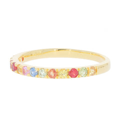 Multiple Color Sapphire Sterling Silver Ring with accent stones, elegant and sparkling, perfect for any luxury jewelry collection.