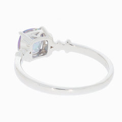 Cushion Purple Mystic Topaz Sterling Silver Ring side view showcasing the beautiful gemstone and elegant design.