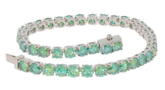 Green Moissanite sterling silver bracelet featuring sparkling gemstone accents, showcasing elegance and luxury.