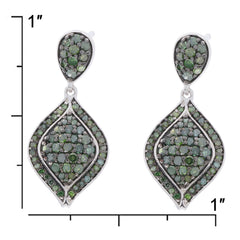 Green Diamond sterling silver earrings with accent, showcasing elegant design and sparkling gemstones.