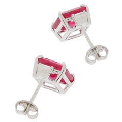 Emerald red ruby sterling silver earrings with sparkling gemstone accent, perfect for elegant style and luxury.
