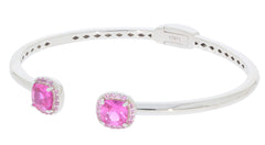 Pink Sapphire Sterling Silver Bangle with sparkling gemstones, perfect for elegant style and luxury fashion.