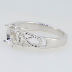 Sterling Silver Semi Mount Ring Setting with intricate design, ready for custom stone placement.