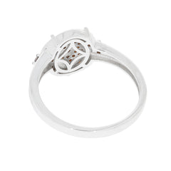 Back view of a stunning Red Diamond Sterling Silver Ring, showcasing intricate metalwork and a sparkling gemstone.