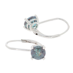 Round Mystic Topaz sterling silver earrings with sparkling gemstone accents, elegant jewelry for sophisticated style.