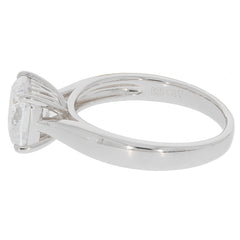 Elegant white Moissanite sterling silver ring showcasing a sparkling gemstone from the side angle.