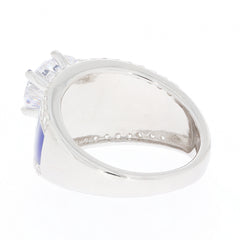 Back view of a White Moissanite Sterling Silver Ring showcasing its sleek design and polished interior.