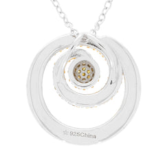 Elegant spiral silver pendant with gold accents and a textured center, showcasing fine craftsmanship and modern design.