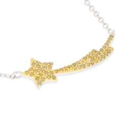 Elegant silver necklace with a yellow star accent, featuring sparkling gemstone details for a luxurious look.
