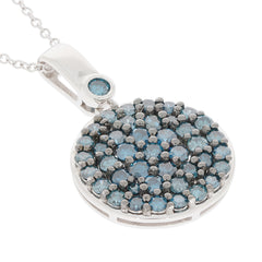 Blue diamond sterling silver pendant with accent stones, showcasing a luxurious and elegant design.