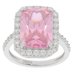 Elegant pink sapphire sterling silver ring with sparkling accents, perfect for any sophisticated collection.