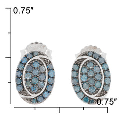 Elegant blue diamond sterling silver earrings featuring a sparkling gemstone design, perfect for upscale occasions.