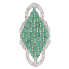 Marquise Green Emerald Sterling Silver Ring with sparkling accents, showcasing elegance and luxury in design.
