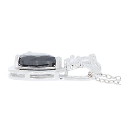 Pear black moissanite sterling silver pendant with moissanite accent, showcasing elegant design and timeless beauty.
