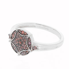 Elegant red diamond sterling silver ring featuring a sparkling gemstone accent, perfect for sophisticated styles.