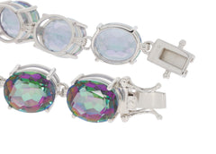 Purple Mystic Topaz Sterling Silver Bracelet showcasing vibrant gemstones and secure clasp, perfect for elegant style.